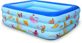 Inflatable Swimming Pool for Kids and Adults, 83" x 57" x 25" Kiddie Pool with Inflatable Soft Floor, Ocean World Family Blow Up Pool for Birth, Backyard, Garden, Party