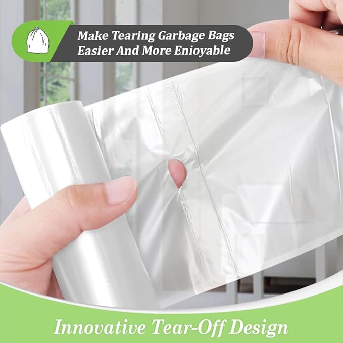 Teivio 2.6 Gallon 320 Counts Strong Trash Bags Garbage Bags, Bathroom Trash Can Bin Liners, Small Plastic Bags for Home Office Kitchen Kitchen (Clear)