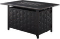 Fire Sense 63700 Preston Basketweave Aluminum Convertible Gas Fire Pit Table 45,000 BTU Multifunctional Outdoor Firepit with Fire Bowl Lid Nylon Cover Clear Fire Glass Bronze Finish - Rectangular 44"