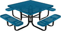 COATEDOUTDOORFURNITURE Heavy-Duty Portable Outdoor Kids Table with Umbrella Hole, Punched Steel Kids Picnic Table, Commercial-Grade, Made in America (46 in, Square, Childrens, Light Blue)