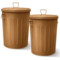 Plexon Large Metal Trash Can with Lid 20 Gallon, Decorative Outdoor Trash Can Heavy Duty Galvanized Metal Bucket with Lid for Garage Workshop Ash Storage Farmhouse, Copper 2 Pack