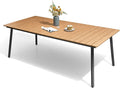 Outdoor Dining Table for 6-8, 82.7 inch Patio Dining Table with Wooden-Like Top and Aluminum Frame, Rectangular Table with Umbrella Hole Outdoor Furniture, Brown