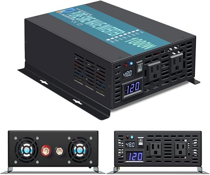 WZRELB 1000W 48V 120V Pure Sine Wave Power Inverter with 2 AC Outlets,Car Inverter
