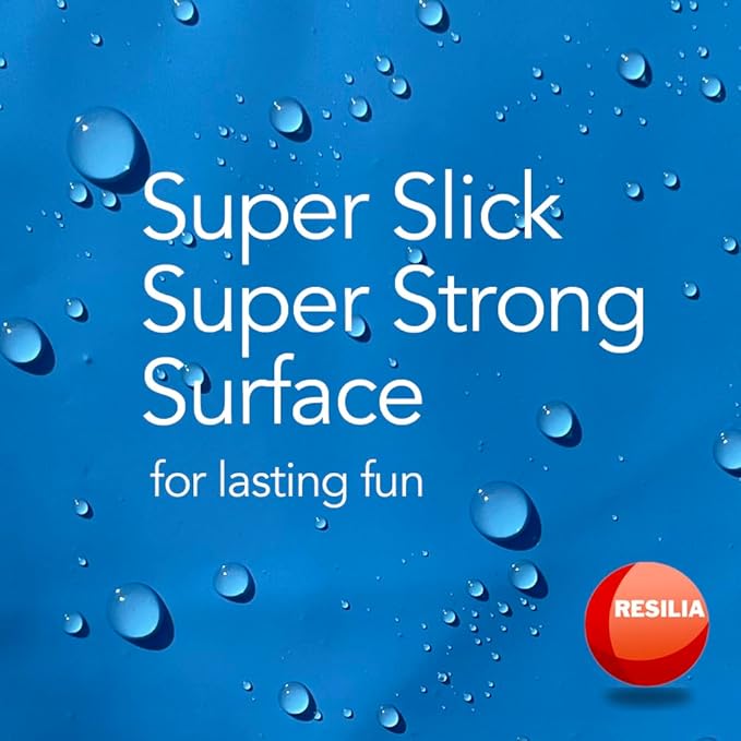 RESILIA - Super Slip Lawn Water Slide Jumbo, 50 Feet Long x 12 Feet Wide, for Adults and Teens, Powder Blue with Hold Steady Stakes, Made in The USA