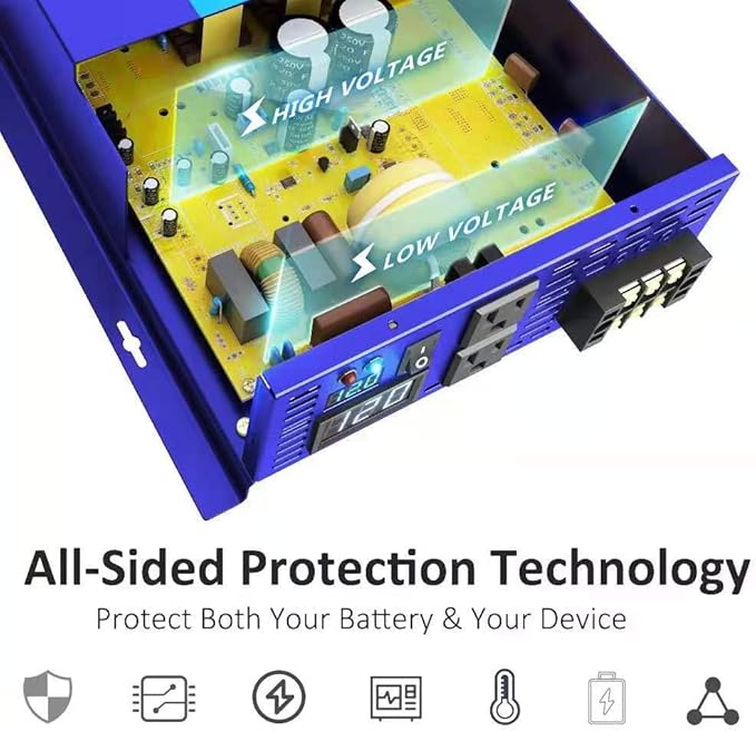 2500 Watt Pure Sine Wave Inverter 12V DC to 120V AC, 2500W Power Inverter Surge 5000W Power Converter for Solar System. (2500W 12V 120V)