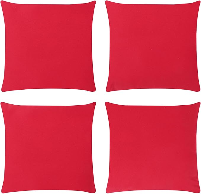 Covers & All Premium Square Throw Pillow Inserts with Covers Set of 4, 26 x 26 Inches Red, Decorative Cushions for Couch Sofa Home Decor Office Travel UV Resistant Waterproof Soft Cushions Pillows