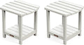 Ciokea Adirondack Outdoor Side Table 2 Pack, 2-Tier Sturdy Patio End Table for Patio, Pool, Porch, White