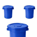 PRO&Family 20 Gallon Trash Can with Lid Round Ingredient Storage Containers Recycling Bin Kitchen Garbage Can Office Garbage Can Trash Barrel Plastic Barrel Yard Waste Bin Outdoor Trashcan (3, Blue)