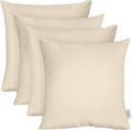 RSH DECOR: Square Throw Pillows Set of 4 | 17” x 17” | All-Weather Spun Fabric | Water and Fade-Resistant | Outdoor Accent Pillows for Patio Furniture | Ivory (Cream, Natural)