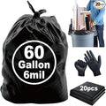 6 Mil Heavy Duty Contractor Trash Bags - 20 Pack Large Clear Construction Garbage Bags for 50/55/60 Gallon (Extra Thick, Tear Resistant) (32" X 52")