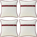 Outdoor Sunbrella Decorative Pillows with Triple Coconut Buttons Pack of 4, 18" x 18" Outdoor Pillow Set for Couch Bed Throw Patio Sofa, Spectrum Eggshell/Spectrum Ruby