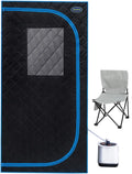 Portable Black Mini Plus Style Steam Sauna Tent–Personal Home Spa, with Steam Generator, Remote Control, Foldable Chair, PVC Pipes. Easy to Install,Fast Heating, with FCC & UL Certification.