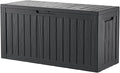 80 Gallon Resin Deck Box, Waterproof Outdoor Storage Bin for Patio Furniture, Pool Accessories, and Garden Tools, Lockable & UV-Resistant, Black