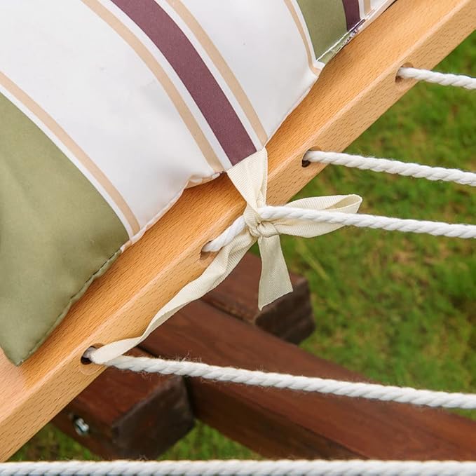 Lazy Daze Hammocks 12FT Quilted Fabric Hammock with Pillow, Double 2 Person Hammock with Spreader Bar for Outdoor Outside Patio Garden Yard Pool Beach QFH014