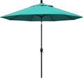 California Umbrella 9' Rd Pacific Trail Series Aluminum Patio Umbrella, Crank Lift, Push Button Tilt, Black Finish, Sunbrella Aruba Fabric