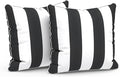 LVTXIII Set of 2 Patio Throw Pillows Waterproof 16"x16" Fade Resistant Outdoor Throw Pillows with Inserts, Fluffy Decorative Garden Toss Pillow Cushions for Home Patio Coach Sofa Use, Cabana Black