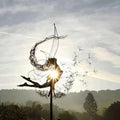 Flower Fairy Dancing with Dandelion, Art Sculpture Fairies for Fairy Garden, Angel Metal Ornaments Gardens Art Sculpture, Outdoor Decorations for The Courtyard, Christmas and Halloween Lawn (B)