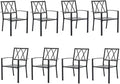 Outdoor Dining Chairs Set of 8, Aluminum Frame Stackable Patio Dining Chairs with Armrest, Wrought Iron Patio Bistro Chairs for Lawn, Backyard, Garden, Porch
