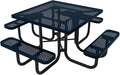 COATEDOUTDOORFURNITURE Heavy-Duty Portable Outdoor Picnic Table with Umbrella Hole, Punched Steel Commercial-Grade Patio Dining Furniture Made in America (46" Square Top, Dark Blue)