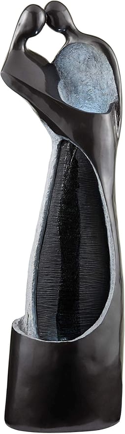 Modern Couple 47" High Large Indoor Outdoor Decor Black Resin Floor Fountain with Light LED Tall Standing Water Feature for Outside Garden Patio Yard Backyard Porch Deck Relaxation - John Timberland