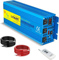 LVYUAN 3000 Watt Pure Sine Wave Inverter 12V to 110V 120V DC to AC with 3 AC Sockets, LED Display, Wireless Remote Control, Car Power Inverter for Vehicles Home RV Camping Truck Solar System