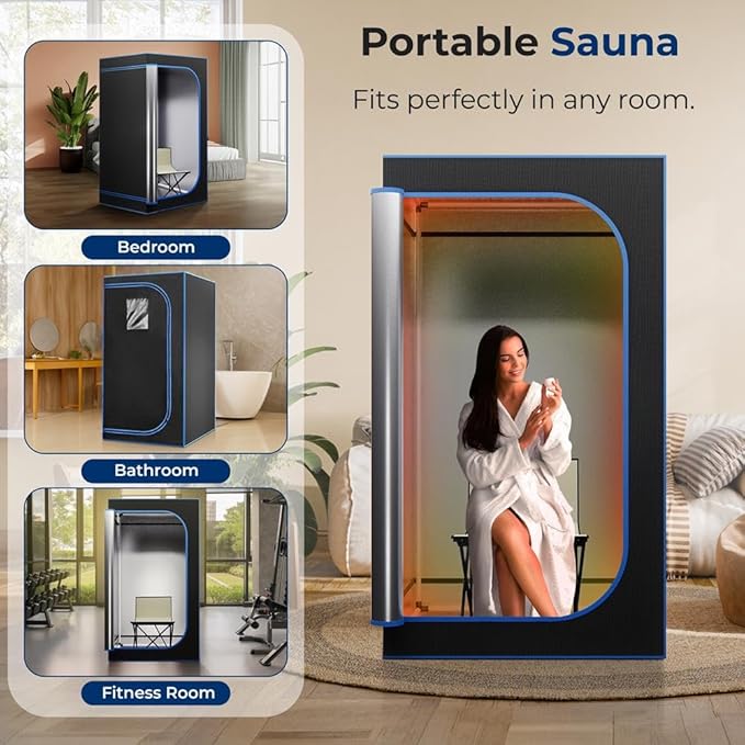 SereneLife SLISAU35BK Full Size Portable Steam Sauna –Personal Home Spa, 71"x35", Black