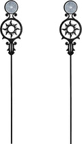 Touch of Class Pathways Reflective Driveway Marker Stake Set of Two for Outdoor Use | Radiating Sun Design | Personalized Tall Reflector Set of 2 | Black Durable Finish