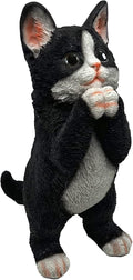 Cat Garden Outdoor Decor Statues – Cute Painting Black Cat Resin Tabby Sculpture Art, Funny Animal Statues Sculptures Decorations for Patio Lawn Yard Gift, Indoor Outdoor Home Decoration