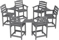 OTSUN Tall Adirondack Chairs Set of 6 with Connecting Tray, 24 inches HDPE Bar Height Outdoor Chairs, All Weather Resistant for Balcony, Porch, Kitchen (6 PCS, Grey)