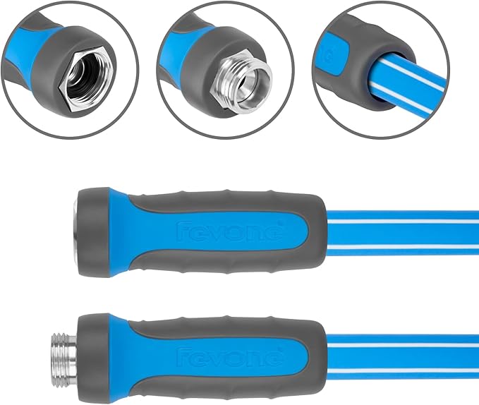 Fevone Garden Hose 105 ft., Lightweight Hybrid Water Hose, Flexible and Durable, Leak-Free Connections