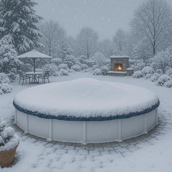 10’ ft. Round Pool Winter Cover for Above Ground Pools – 8-Year Warranty, Cold and UV Resistant, Weatherproof and Durable, Winch & Cable Included