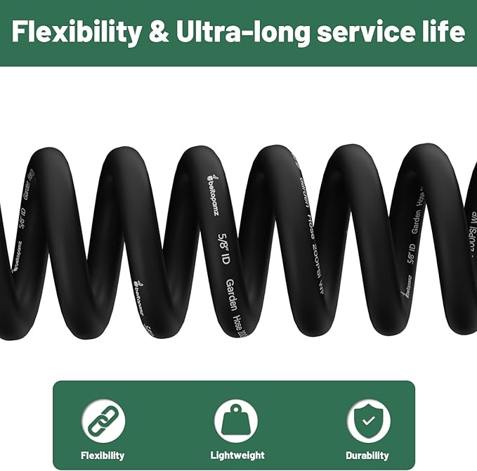 Short Garden Hose 1 ft x 5/8 in Small Water Hose Extend Connector, Lightweight Rubber Hybrid Leader Hose, Leak-Free Connections,Male to Female Fittings, Black