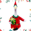 Christmas Toy Soldier Style Porch Goose Outfits,2 Pcs/Set Goose Clothes with Pointed Hat and Gift Box Fits 23" Lawn Goose Statue,Red Christmas Outdoor Goose Costume,Yard Patio Garden Xmas Decor