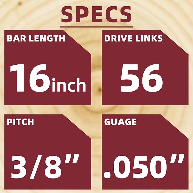 5 Pack 16 Inch Chainsaw Chain 56 Drive Links 3/8" LP Pitch .050" Gauge Fit Craftsman S160, Poulan, Ryobi RY3716, Echo CS-280, Husqvarna, Greenworks- S56