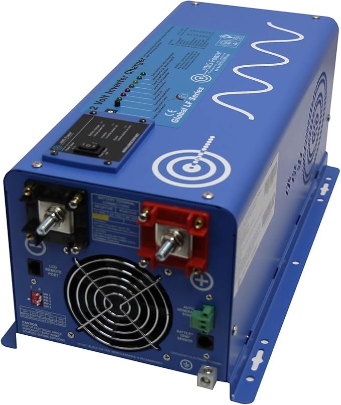 AIMS Power 3000 Watt 12 VDC Pure Sine Inverter Charger 120 VAC Output 100A Charger 30A Transfer Switch PICOGLF30W12V120VR