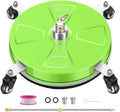 15“ Pressure Washer Surface Cleaner with 4 Wheels - Coated Green Stainless Steel Surface Cleaner for Pressure Washer Attachment for Concrete, Driveway, Patio, Sidewalk, Deck and Driveways - PWS15G
