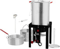 30 Qt Turkey Fryer with Basket & 10QT Fish Fryer Kit, 50,000 BTU Outdoor Propane Burner, CSA Certified, Auto Ignition, 10 PSI Regulator & Hose, for Thanksgiving Day Gathering