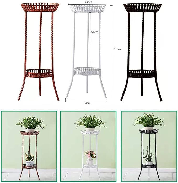 YANMENG Metal Iron Tall Plant Stand Indoor Outdoor, Sturdy Planter Stand, Corner Display Shelf, Weight Capacity 50 lbs(32in, White)