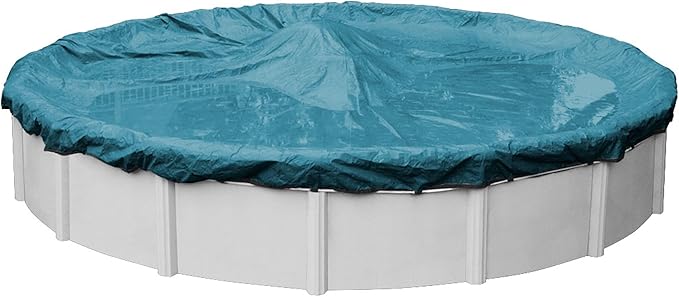 Robelle 21 ft Extra Heavy Duty Blue Winter Pool Cover for Above Ground Pools, 4 ft Overlap (25 ft Cover Size), Solid 10 x 10 Scrim, 2.91 oz/yd2, 12-Year Warranty, Style: 5821-4-ROBA