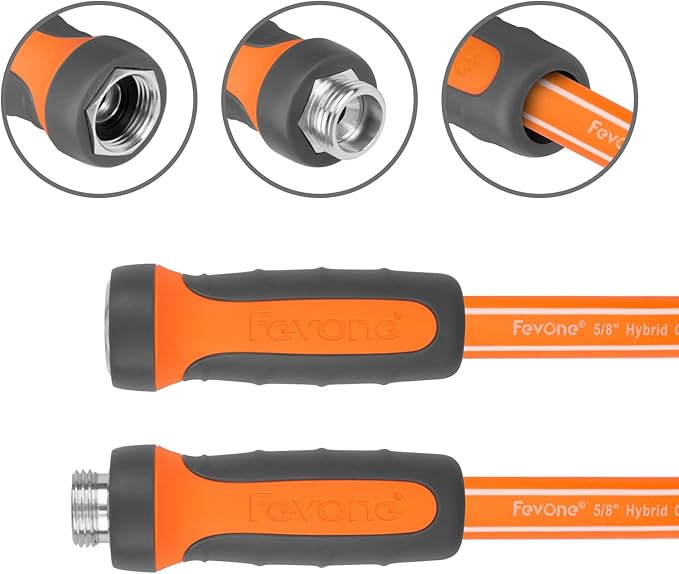 Fevone Garden Hose 35 ft., Lightweight Hybrid Water Hose, Flexible and Durable, Leak-Free Connections