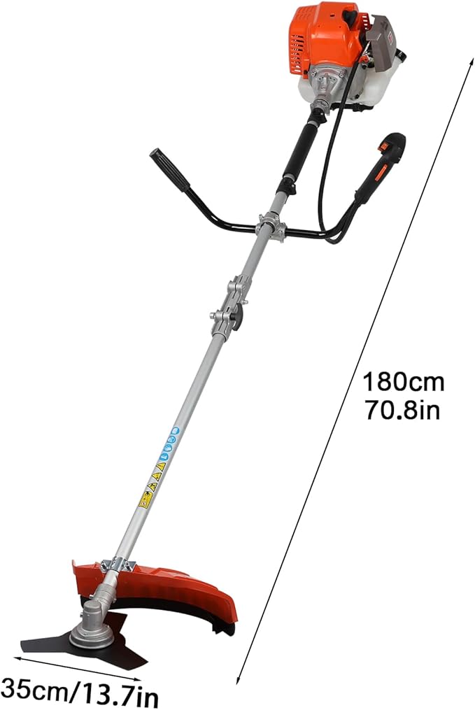 Gas Weed Wacker Cordless 2 in 1 String Trimmer, 52cc 2 Cycle Weed Eater with Anti-Slip Handle Brush Cutter Garden Tools Edger Lawn Tool (Orange)