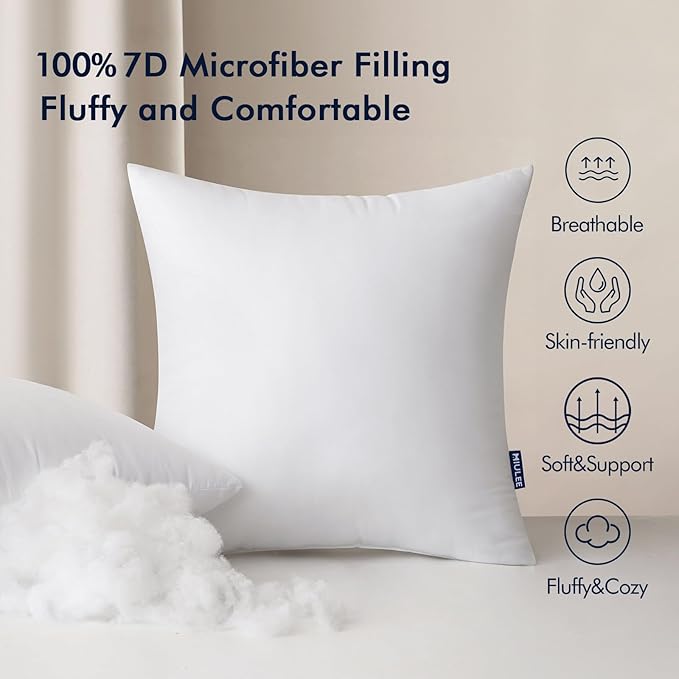 MIULEE Pack of 4 16x16 Inch Outdoor Pillow Inserts Waterproof Decorative Throw Pillow Insert, Square Lumbar Garden Pillow Form for Patio Sofa Couch