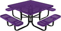 COATEDOUTDOORFURNITURE Heavy-Duty Portable Outdoor Kids Table with Umbrella Hole, Punched Steel Kids Picnic Table, Commercial-Grade, Made in America (46 in, Square, Childrens, Textured Purple)