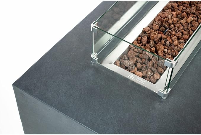 AMS Creations | Chelsea 55 inch Rectangular Wavy Dark Gray Concrete GFRC Propane Gas Fire Table Pit