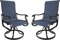 Amopatio Patio Swivel Chairs Set of 2, Outdoor Swivel Rocker Dining Chairs with All Weather Textilene High Back & Metal Frame, for Backyard Deck Lawn Garden, Navy Blue