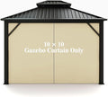 Gazebo Universal Replacement Privacy Curtain – Hugline 10' x 10' Gazebo Side Wall Outdoor Privacy Panel with Zipper (Beige)