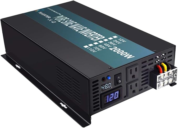 WZRELB Pure Sine Wave 2000 Watt (4000W Surge) 48V Power Inverter DC to 120 AC 60Hz,Off-Grid Solar Back Up Power