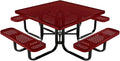 COATEDOUTDOORFURNITURE Heavy-Duty Portable Outdoor Kids Table with Umbrella Hole, Punched Steel Kids Picnic Table, Commercial-Grade, Made in America (46 in, Square, Childrens, Textured Burgundy)