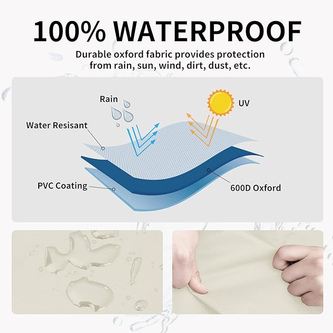 Easy-Going Waterproof Outdoor Couch Cover, Heavy Duty 3-Seater Patio Sofa Cover, Winchdproof Outdoor Furniture Cover with Air Vent (104Wx40Dx33H inch, Beige/Dark Brown)