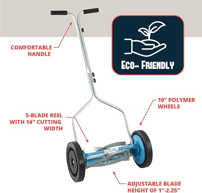 American Lawn Mower Company 1304-14SK2 14-Inch 5-Blade Push Reel Lawn Mower with Sharpener